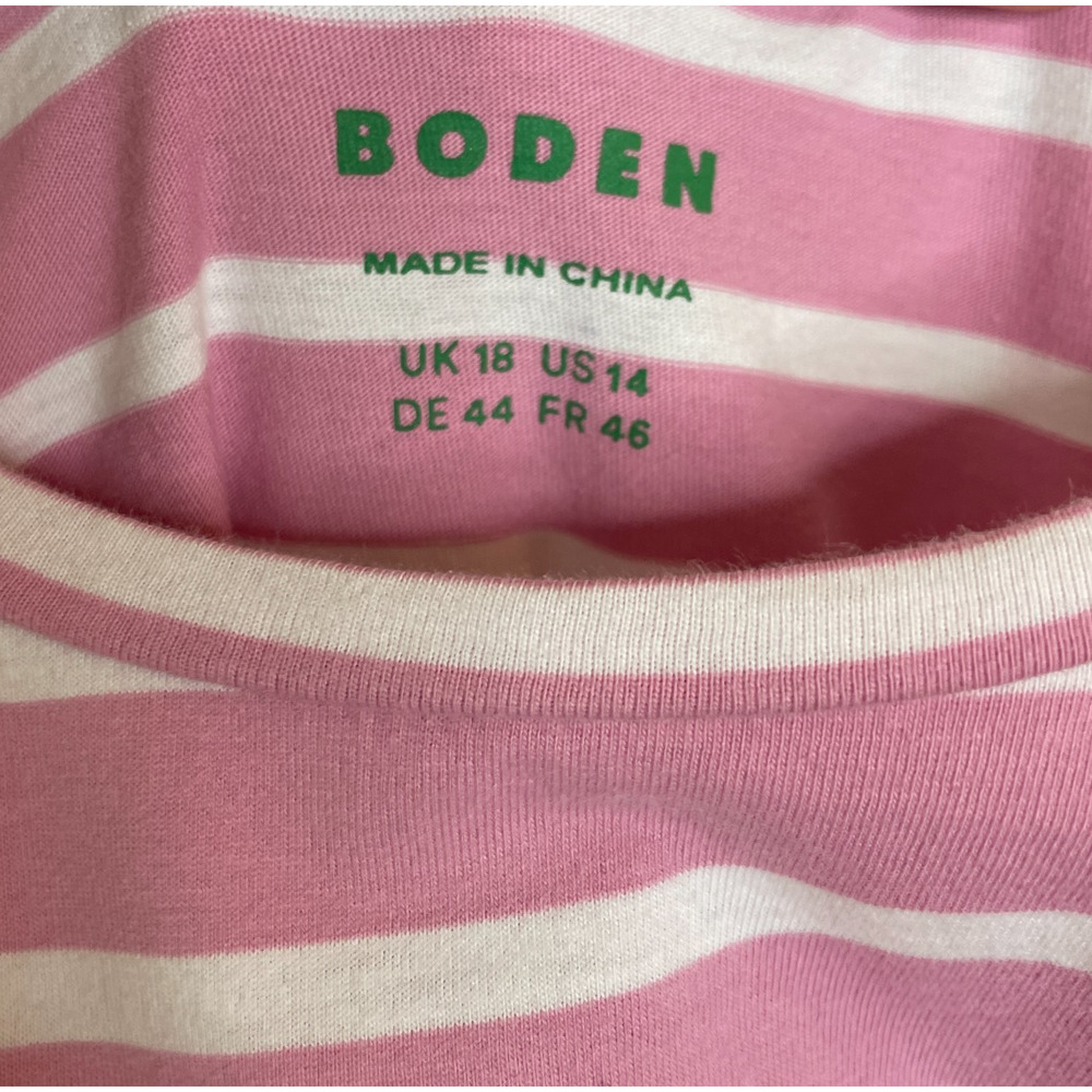 Women's US 14 Boden Arabella Pink Stripe Cotton Long Sleeve Tee - Picture 3 of 5